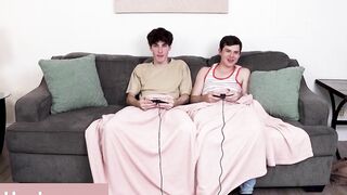 "Four-way fun! Gaming marathon with sexy babes leads to steamy group sex"