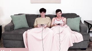 "Four-way fun! Gaming marathon with sexy babes leads to steamy group sex"