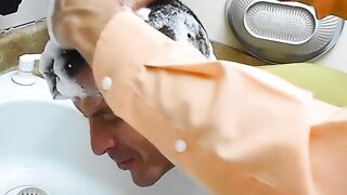 Sensual Hair Washing by Stepdad Richard Lennox for Son Jeff Drizzle.