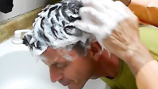 Sensual Hair Washing by Stepdad Richard Lennox for Son Jeff Drizzle.