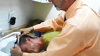 Sensual Hair Washing by Stepdad Richard Lennox for Son Jeff Drizzle.