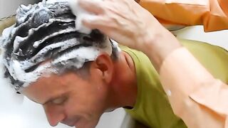 Sensual Hair Washing by Stepdad Richard Lennox for Son Jeff Drizzle.