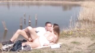 "Hot Amateur Babe Rides Her Boyfriend's Dick While Camping By The Water"