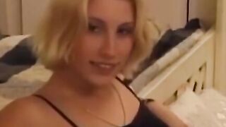 "Teen Blondie Sucks Old Man's Dick Before Bouncing On His Hardcock"