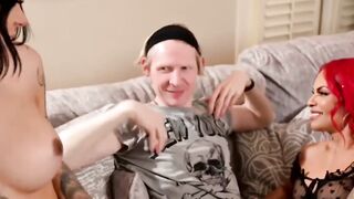 Three Way Pleasure Party with Hot Shemale Couple & Guy
