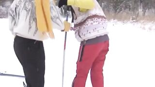 Sexy Ski Babes Learn To Ride And F*ck In The Snow - PornPros