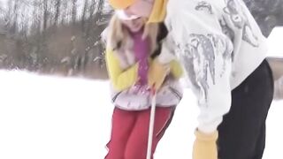 Sexy Ski Babes Learn To Ride And F*ck In The Snow - PornPros