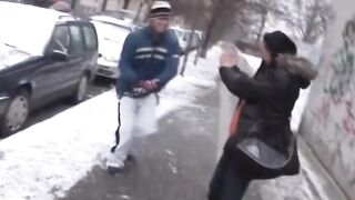 Seducing Strangers - Hot blonde gets seduced by stranger outdoors in public sex adventure