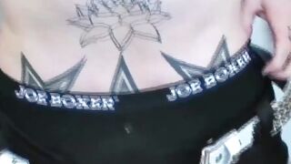 "Inked Hunk Masturabtes Solo With Big Load" or "Tattooed Guy Jerks Off Alone For You"