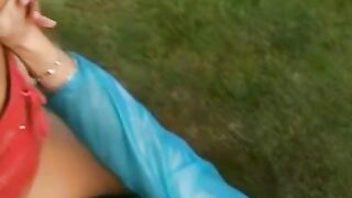 Sex-on-the Beach: Beautiful blonde bimbo gets nailed by her lover outdoors in paradise