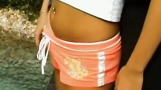Sex-on-the Beach: Beautiful blonde bimbo gets nailed by her lover outdoors in paradise