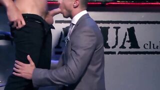 "Classy Executive HUNK Fucked Hard in Threesome by Older Man"