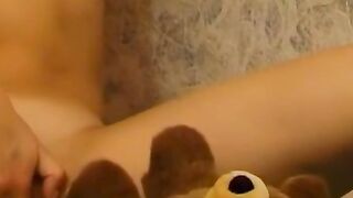 Sexy blonde teen plays naughtily with her teddy bear - MILF Facesitter HD
