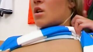Sporty-Babe Triple Team Hardcore Orgy - Girls Gangbanging in Football Uniforms
