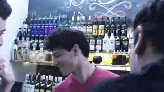 "Handsome Bartender's Steam Room Bareback Fuck Fest"