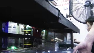 "Handsome Bartender's Steam Room Bareback Fuck Fest"