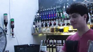 "Handsome Bartender's Steam Room Bareback Fuck Fest"