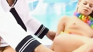 Mature Milf Facesitting Blowjob & Deepthroat POV with Facial cumshot in Swimming-Pool