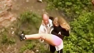 Public Picker-Upper Girls #2: Hot blonde bombshell gets picked up by two strangers in public to satisfy their threesome fantasy!