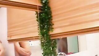 Sex-in-the-shower with hot latino guy & busty blonde bimbo in steamy bathroom action!