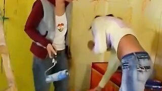 Girl-on-girl lesbian sex with passionate kissing turns into steamy threesome