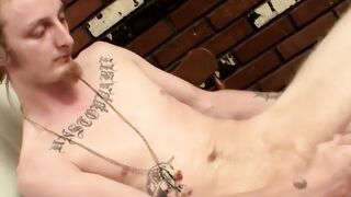 "Ink-Stained Thug Wanks Big Dick & Explodes in Solo Masturbation"