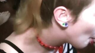 "Bukkake Blowbang Bonanza - Gagging Slut Threesome"