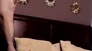"Amateur Hunk's Big Dick Stroking Session In Bedroom"