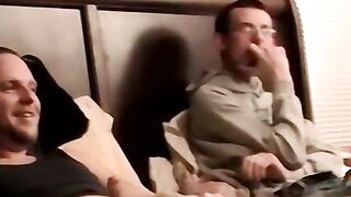 "Amateur Couple Jerk Off Together In Cheap Motel Room For Webcam Audition"