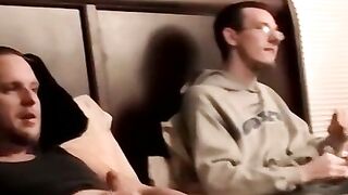 "Amateur Couple Jerk Off Together In Cheap Motel Room For Webcam Audition"