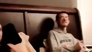 "Amateur Couple Jerk Off Together In Cheap Motel Room For Webcam Audition"