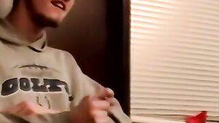 "Amateur Couple Jerk Off Together In Cheap Motel Room For Webcam Audition"