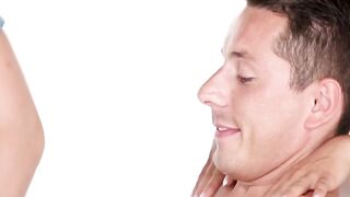 "Sexy Bombshell Blowjob Babes Share A Huge Shaft In Threesome"