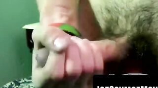 "Hot Amateur Guy Jerking Off And Blasting A Huge Load On The Ceiling"