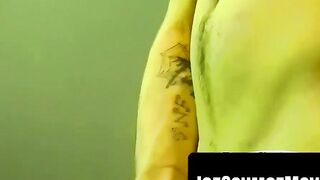 "Hot Amateur Guy Jerking Off And Blasting A Huge Load On The Ceiling"