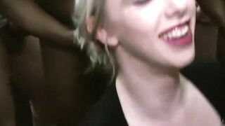 "Interracial Orgy Party - Big Boobs Babes Share Hung Dude's Load"