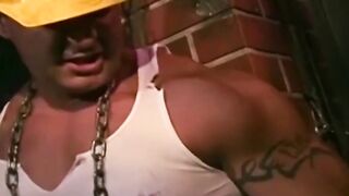 "Tatted Up Uniform Guy Faces Chains - BDSM Bondage Scene with Hot Blonde"