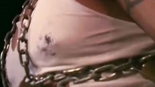 "Tatted Up Uniform Guy Faces Chains - BDSM Bondage Scene with Hot Blonde"