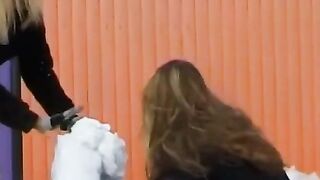 SnowBunnyLesbians- Old Man's Daughters Share Hot Sex in Public Park