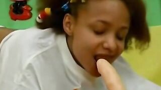Black Virgo's Debut: Riding A Huge Vibrator To An Earth-Shattering Orgasms!