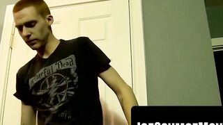 Nerd Glasses Girl Stroking Her Man's Dick Until He Explodes With Pleasure