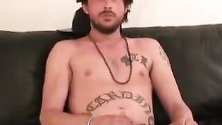 Ink-Stained Thugs Hairy Chest & Balls Solo Masturbation