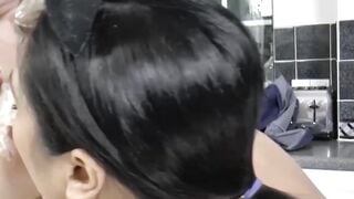 Lesbians Scene of Passion - Older Woman & Young Girl Share Food Play