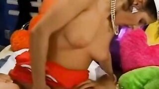 A couple has sex in the girls room