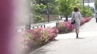 NipponPissTV.com - Seductive stockings wearing Asian teen public pissing