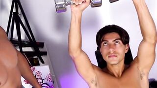 Alfonso Osnaya is plowed by trainer Jessie Lee in gym fuck scene