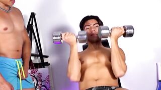 Alfonso Osnaya is plowed by trainer Jessie Lee in gym fuck scene