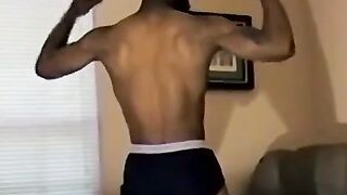 JoeSchmoeXXX.com - Athletic black jock jerks off his huge long cock and cums