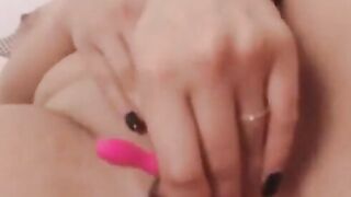 Busty babe with big tits fingering her wet pussy