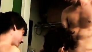 Straight gal sucks two cute straight guys big dicks
